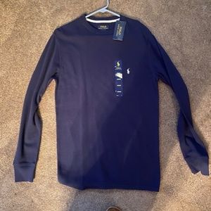 Men Waffle knit long sleeve Polo